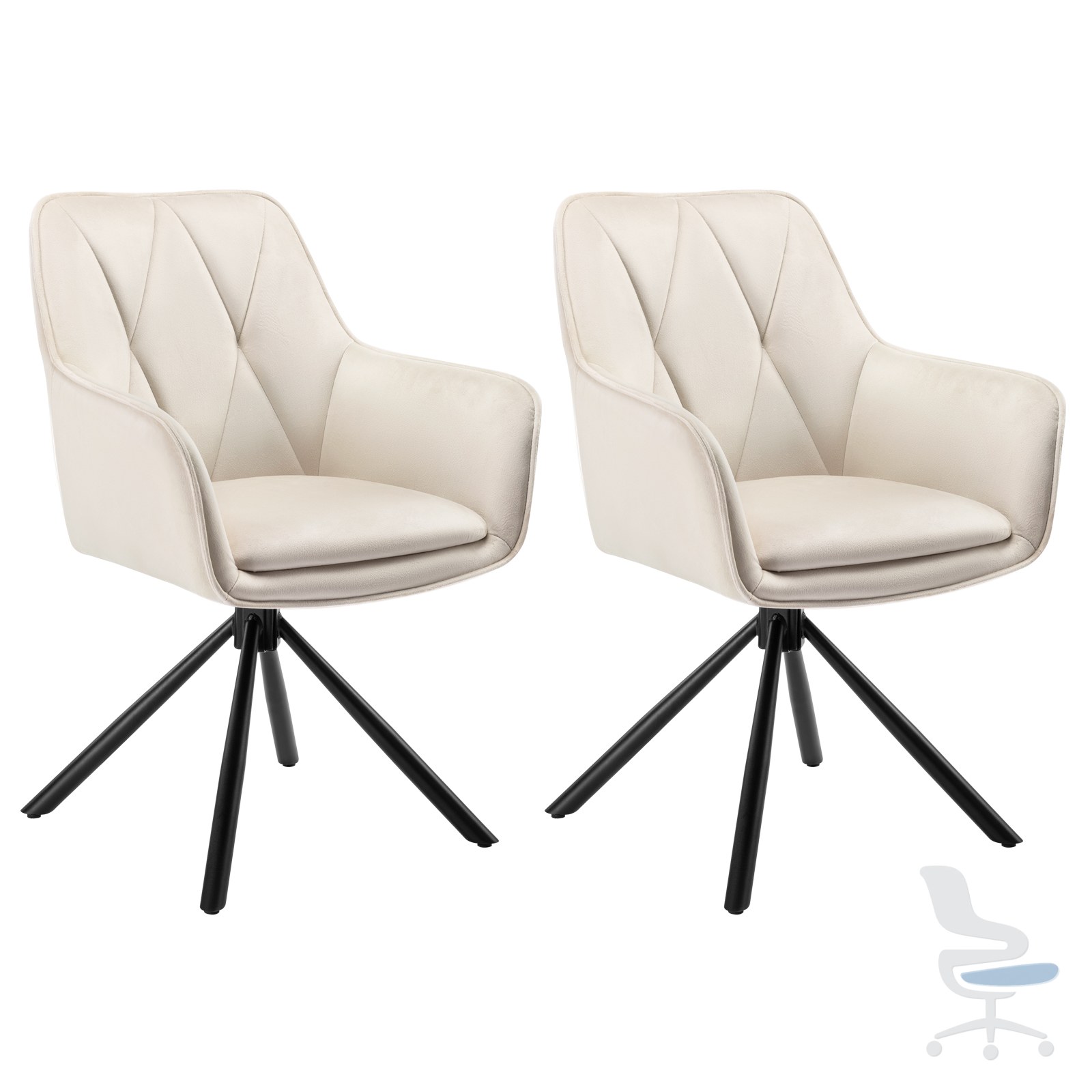 Juego de 2 sillas de comedor giratorias con reposabrazos y respaldo, estilo escandinavo — 1