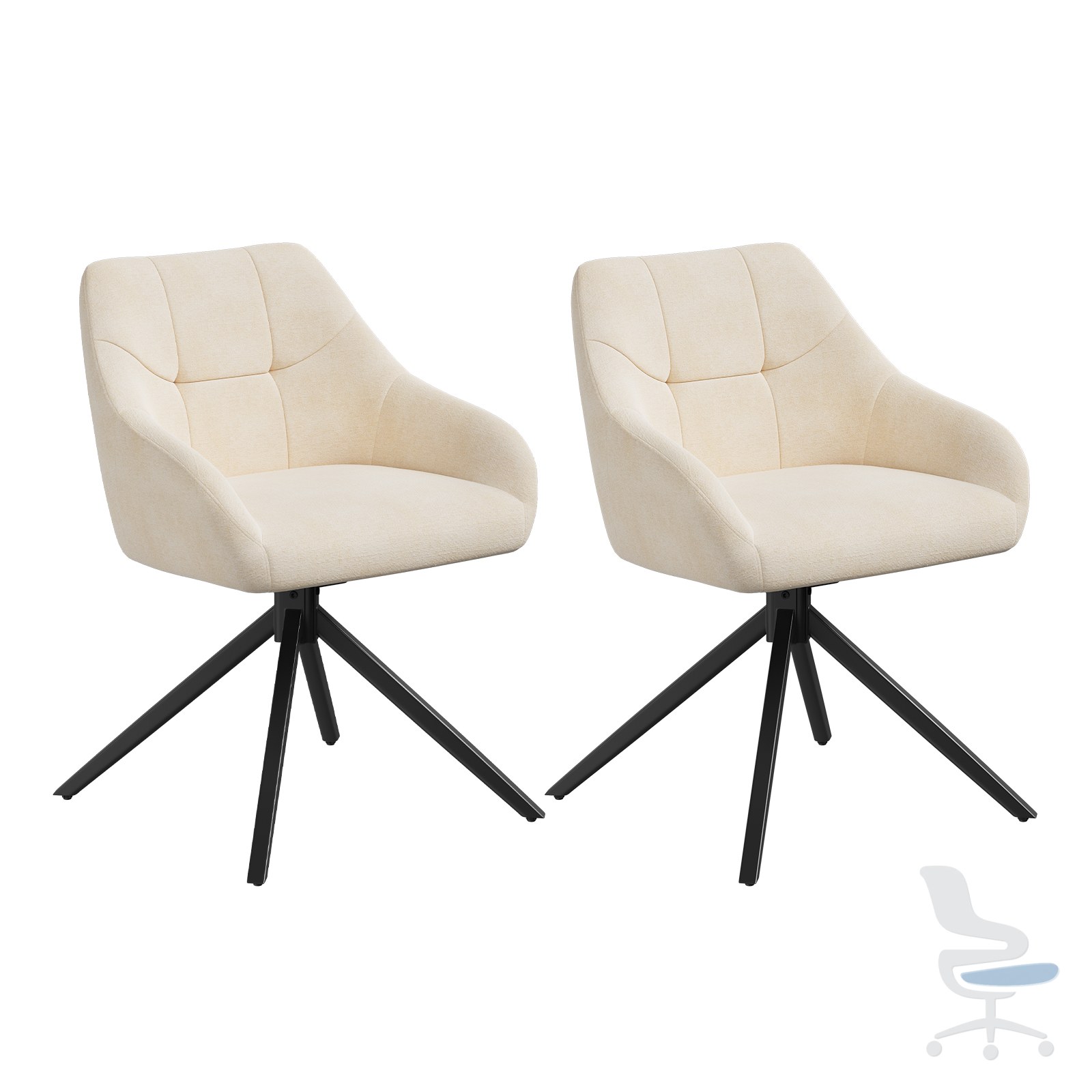 Juego de 2 sillas de comedor giratorias WOLTU de chenilla con base metálica — 1