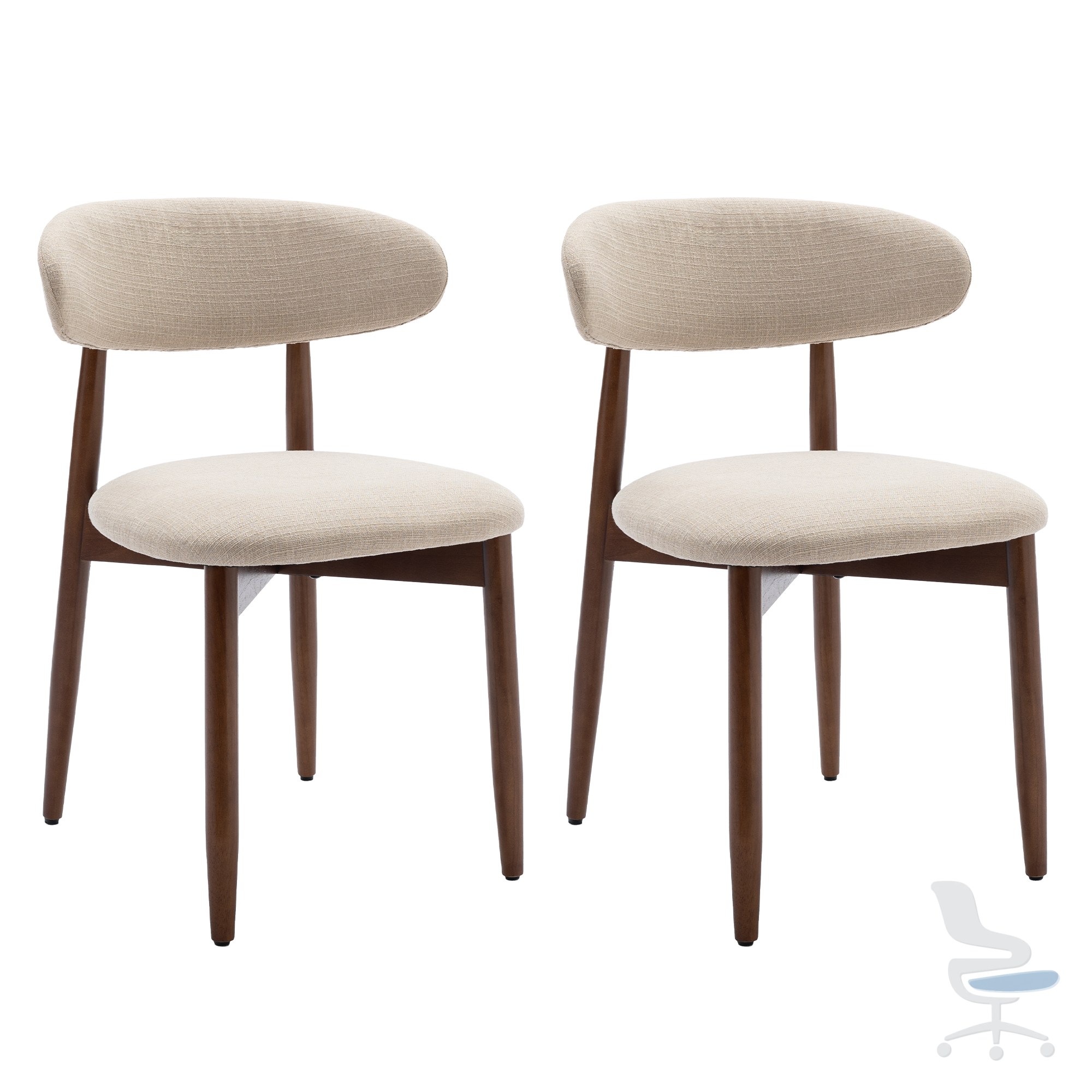 Juego de 2 sillas de comedor nórdicas con patas de madera — 1
