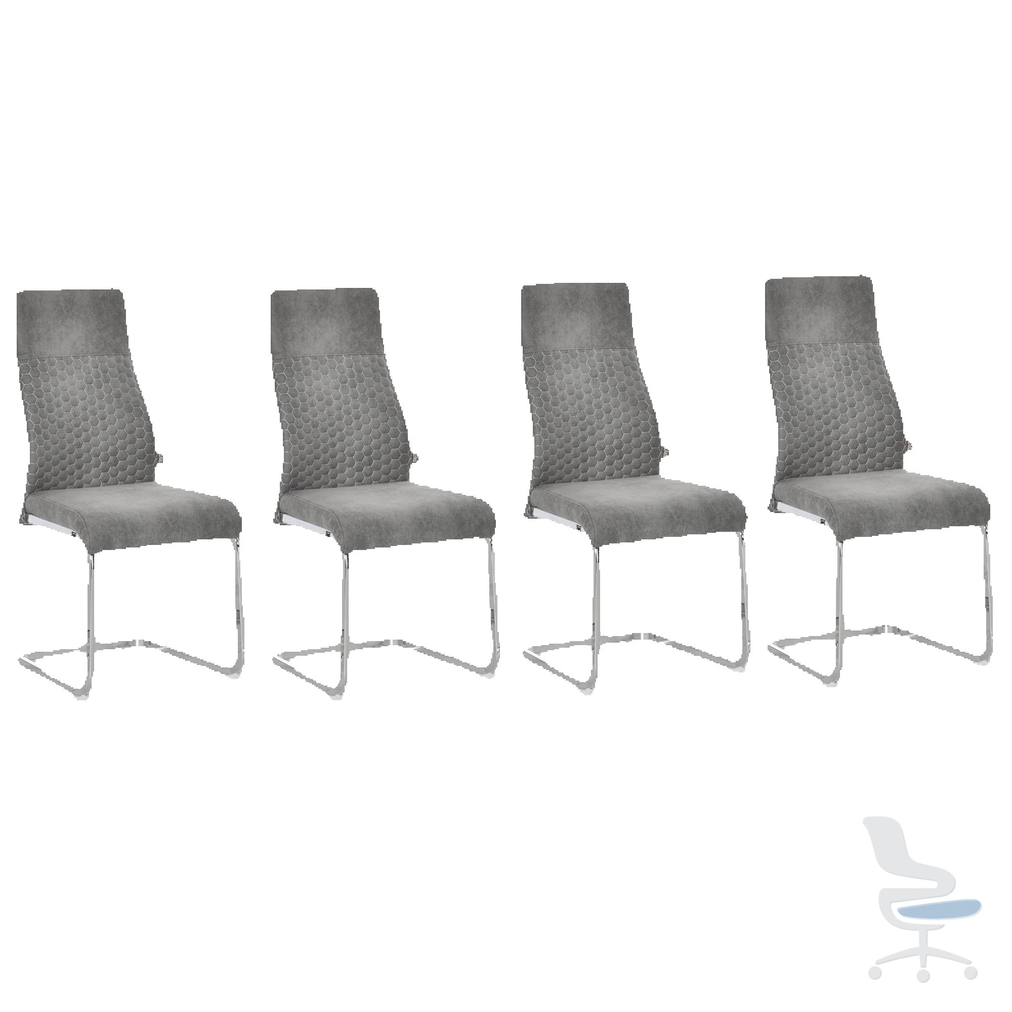 Juego de 4 sillas de comedor de microfibra con asiento acolchado — 1