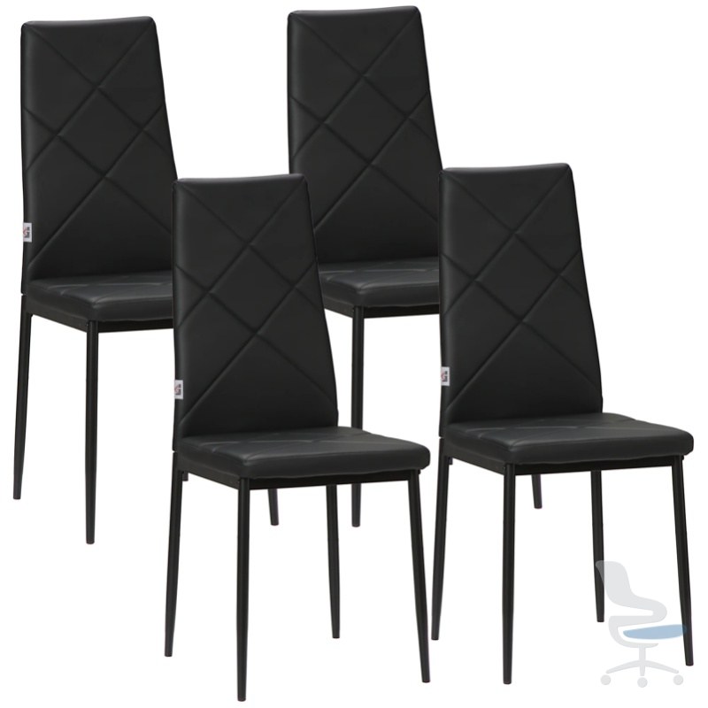 Juego de 4 sillas de comedor HOMCOM de piel sintética con respaldo alto — 1