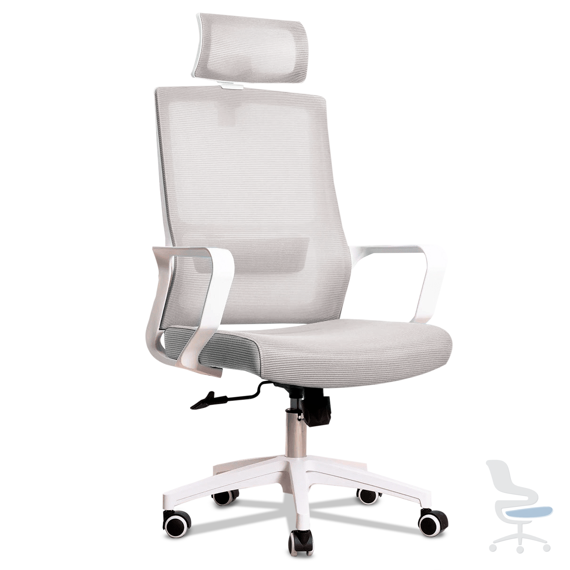 JUPPLIES Silla Escritorio Ergonómica Silla Oficina Ajustable y Reclinable con Soporte Lumbar, Reposacabezas Ajustable, Malla Transpirable, Ruedas Giratorias 360° Soporta hasta 100kg — 1
