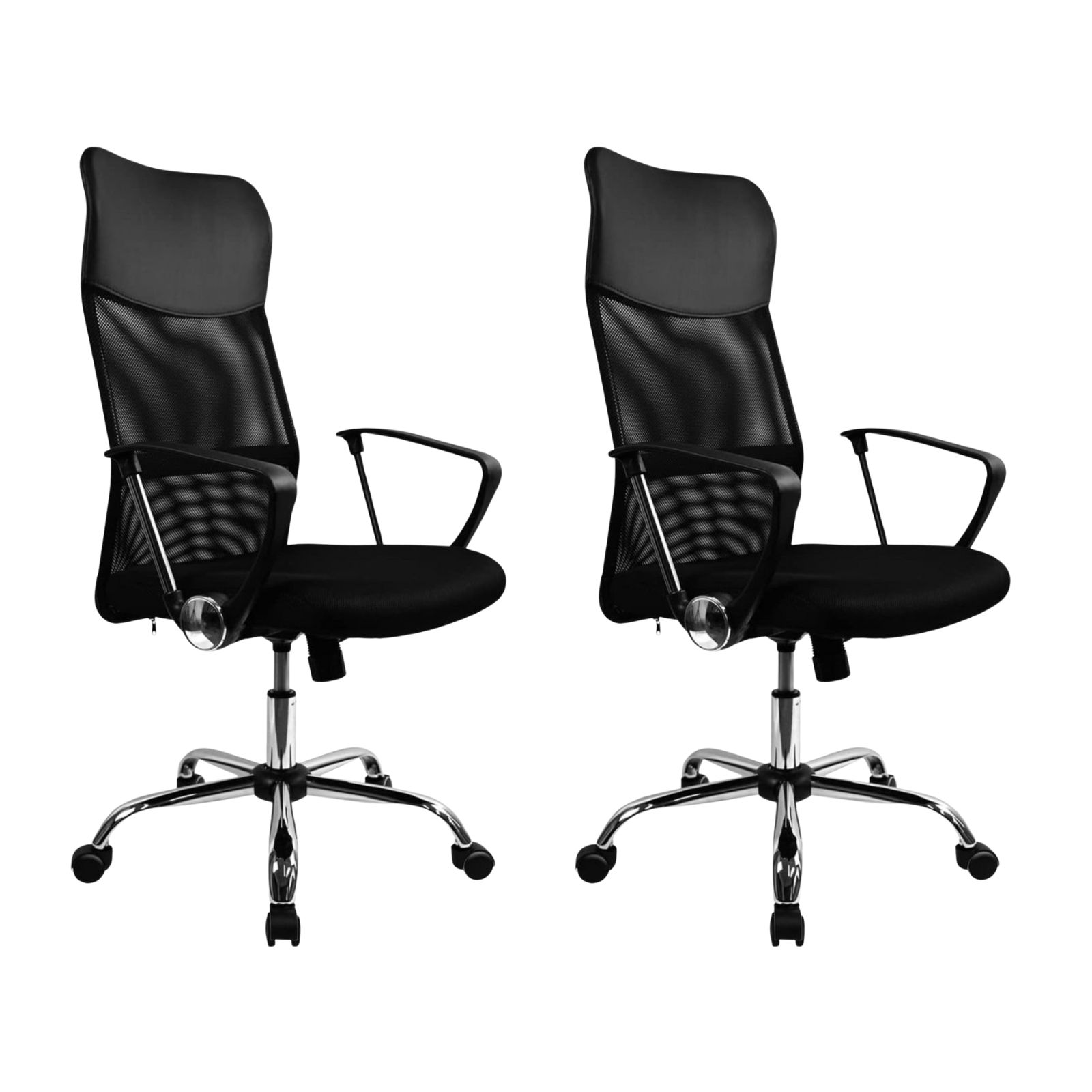 Pack 2 Sillas de Oficina Ergonómicas Negra Respaldo Alto | Malla Transpirable Altura Ajustable — Sillas de oficina en Si3 Sillas