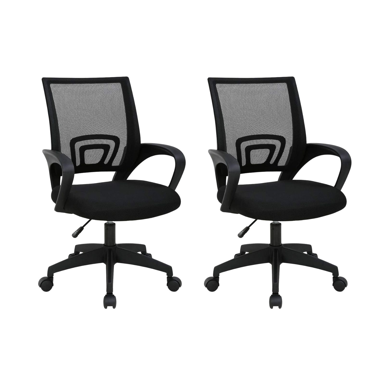 Pack 2 Sillas Oficina Ergonómicas Negra - Malla Transpirable Base Giratoria 360°