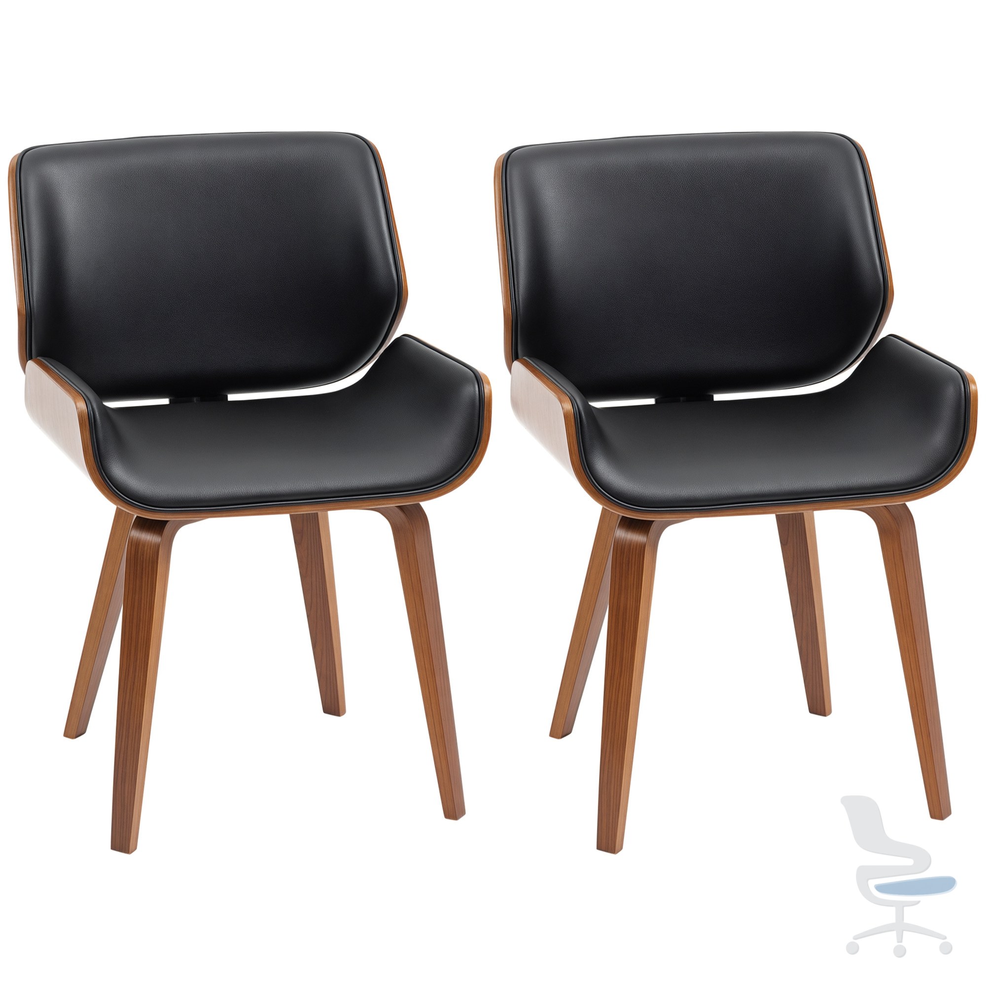 Pack de 2 sillas de comedor HOMCOM con patas de madera y cuero sintético — 1