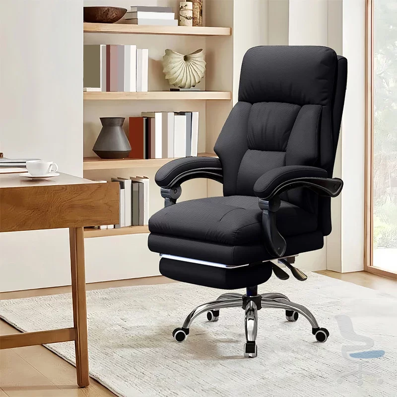 Silla de oficina ejecutiva ergonómica con respaldo alto, reposapiés retráctil y base giratoria — 1