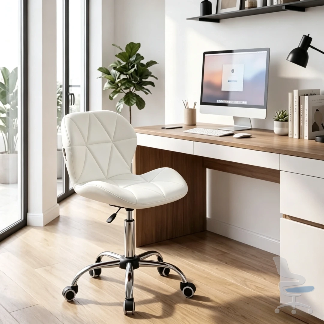 Silla de oficina ergonómica ajustable en cuero sintético con ruedas — 1