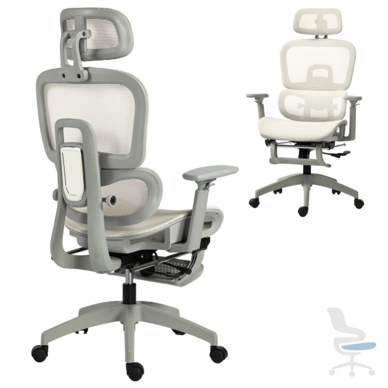 Silla de Oficina Ergonómica de Malla con Reposacabezas y Reposabrazos 3D — 1
