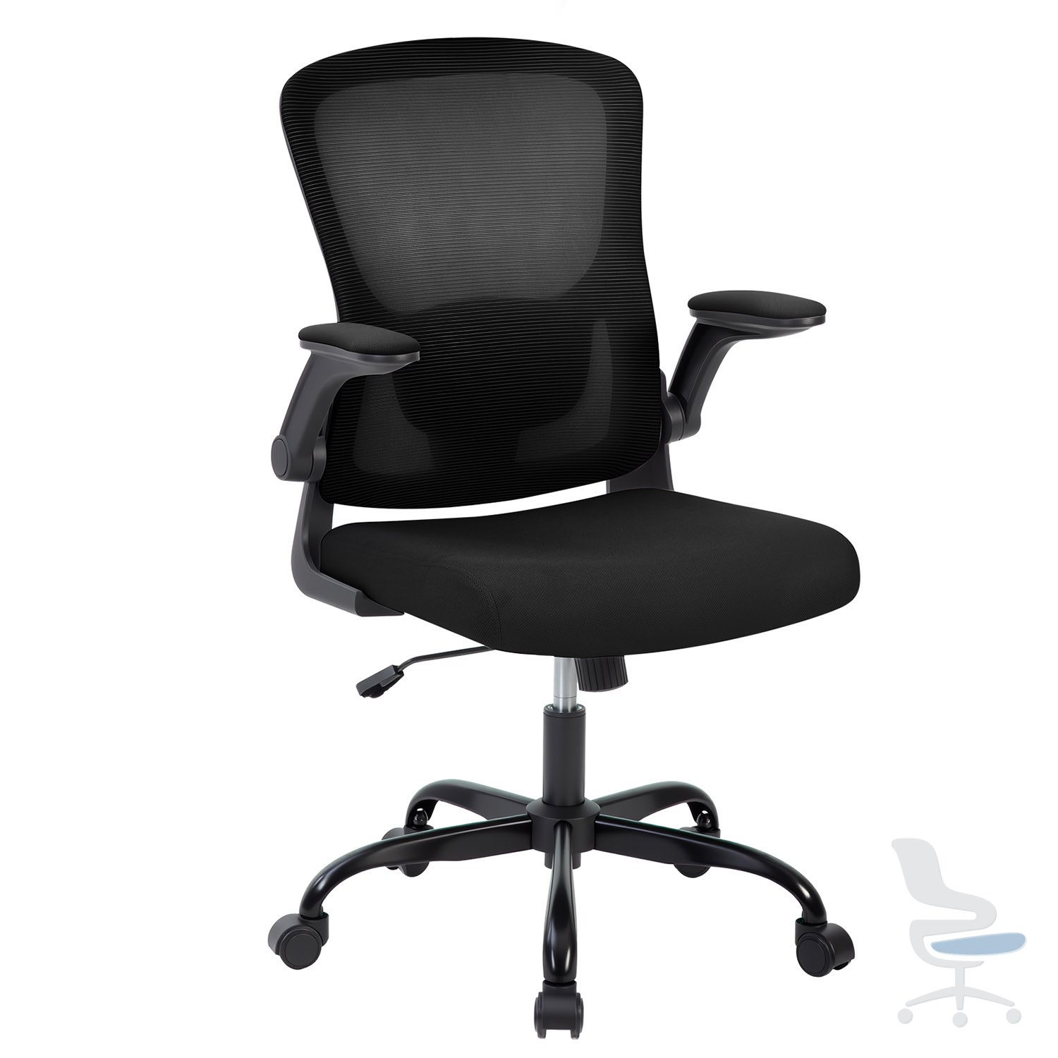 Silla de Oficina Ergonómica de Malla - Soporte Lumbar Ajustable/Apoyabrazos Abatibles - Silla de Escritorio Giratoria de Respaldo Alto para Oficina en Casa y Estudio — 1