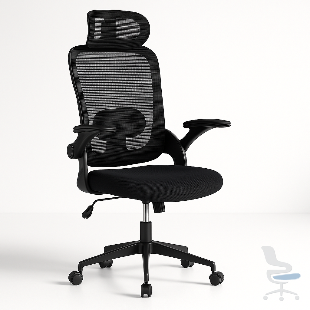 Silla de Oficina T-Lovendo Ergonómica con Reposacabezas, Reposabrazos Ajustables y Soporte Lumbar, Respaldo de Malla Transpirable, Altura Regulable, Ideal para Trabajo en Casa o Estudio — 1