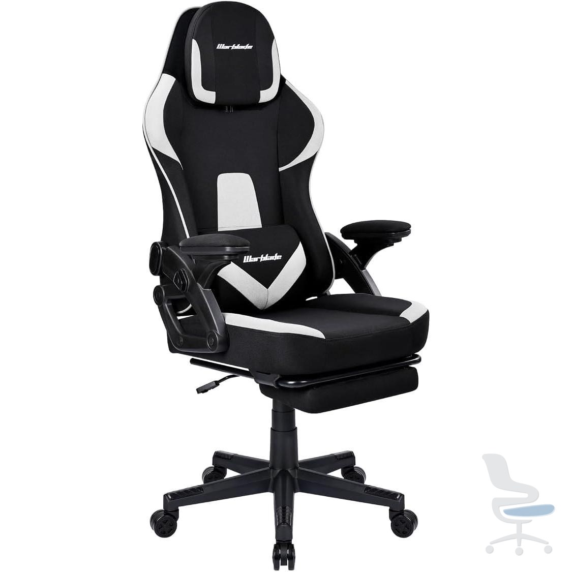 Silla gamer ergonómica con reposapiés y reposabrazos abatibles — 1