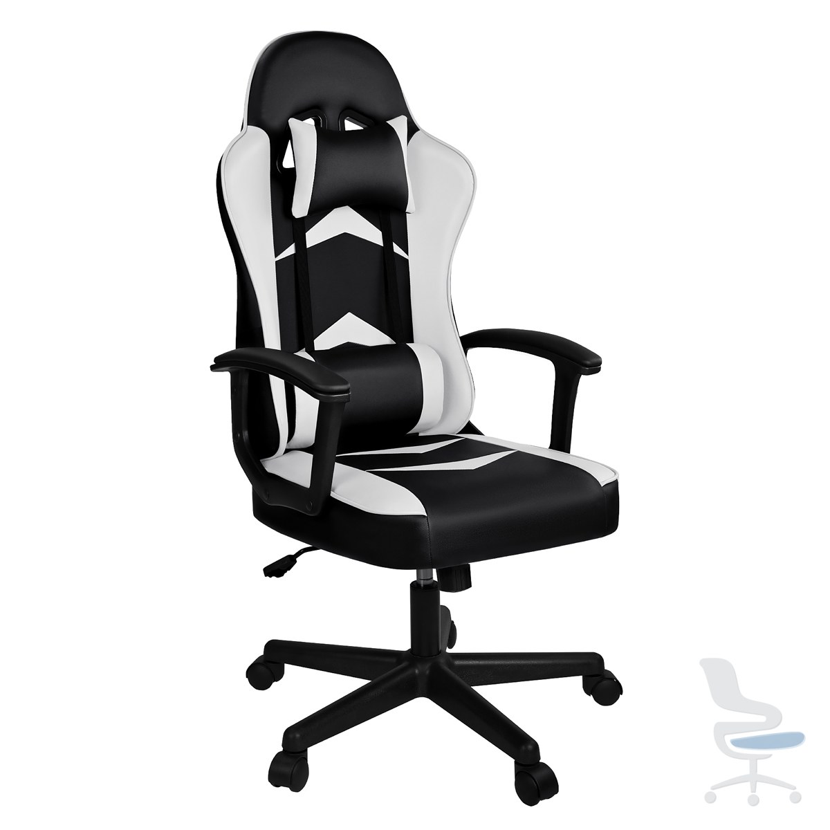 Silla Gaming con Cojín Lumbar y Cervical, Ergonómica, Regulable en Altura y Reclinable — Sillas gaming en Si3.es