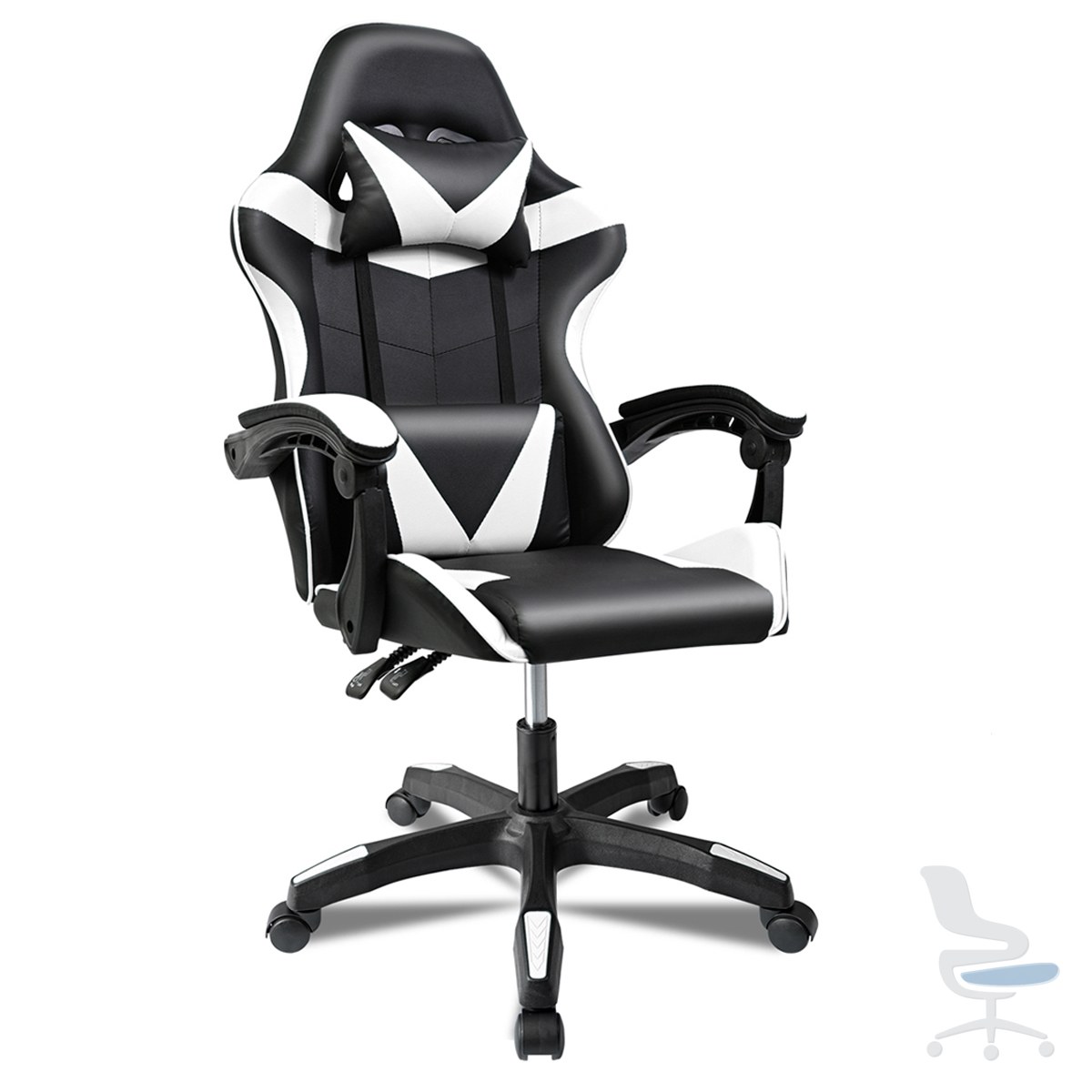 Silla Gaming con Cojín Lumbar y Cervical, Ergonómica, Regulable en Altura y Reclinable — Sillas gaming en Si3.es