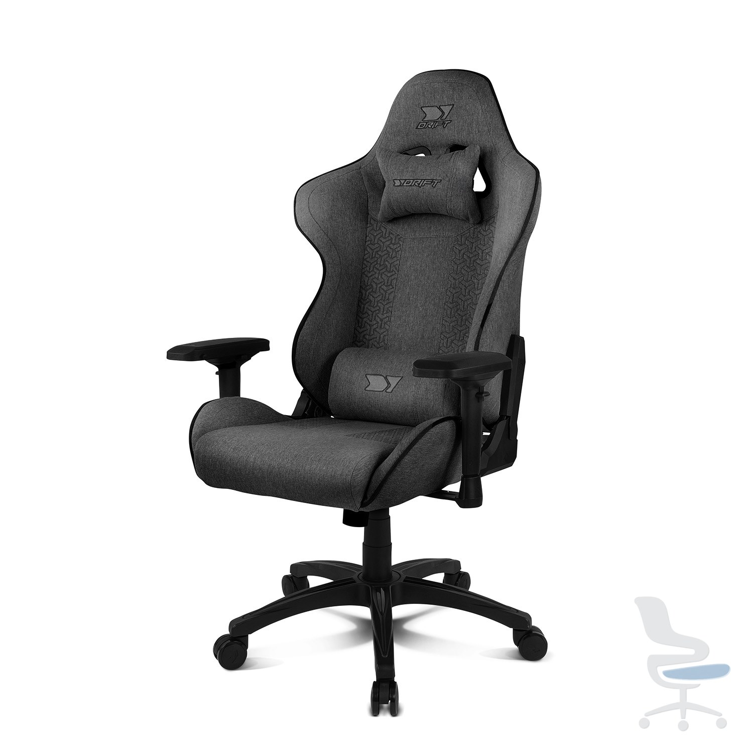 Silla gaming ergonómica DR190 con tejido transpirable, reposabrazos 4D y cojines lumbar y cervical — 1