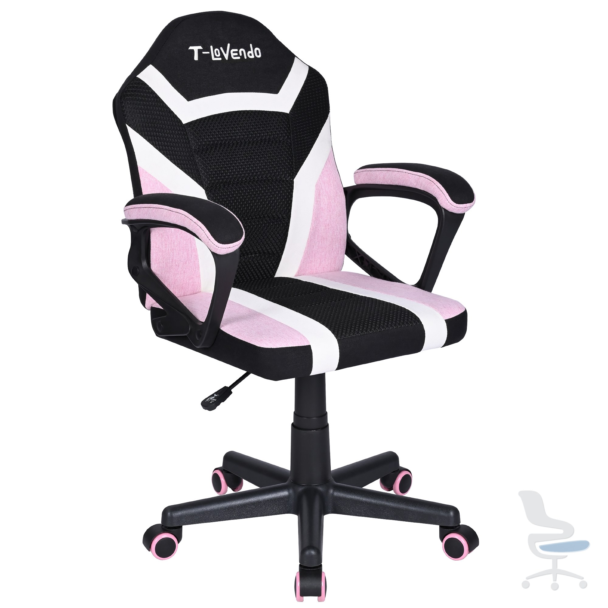 Silla gaming infantil giratoria con ruedas y reposabrazos, diseño moderno — 1