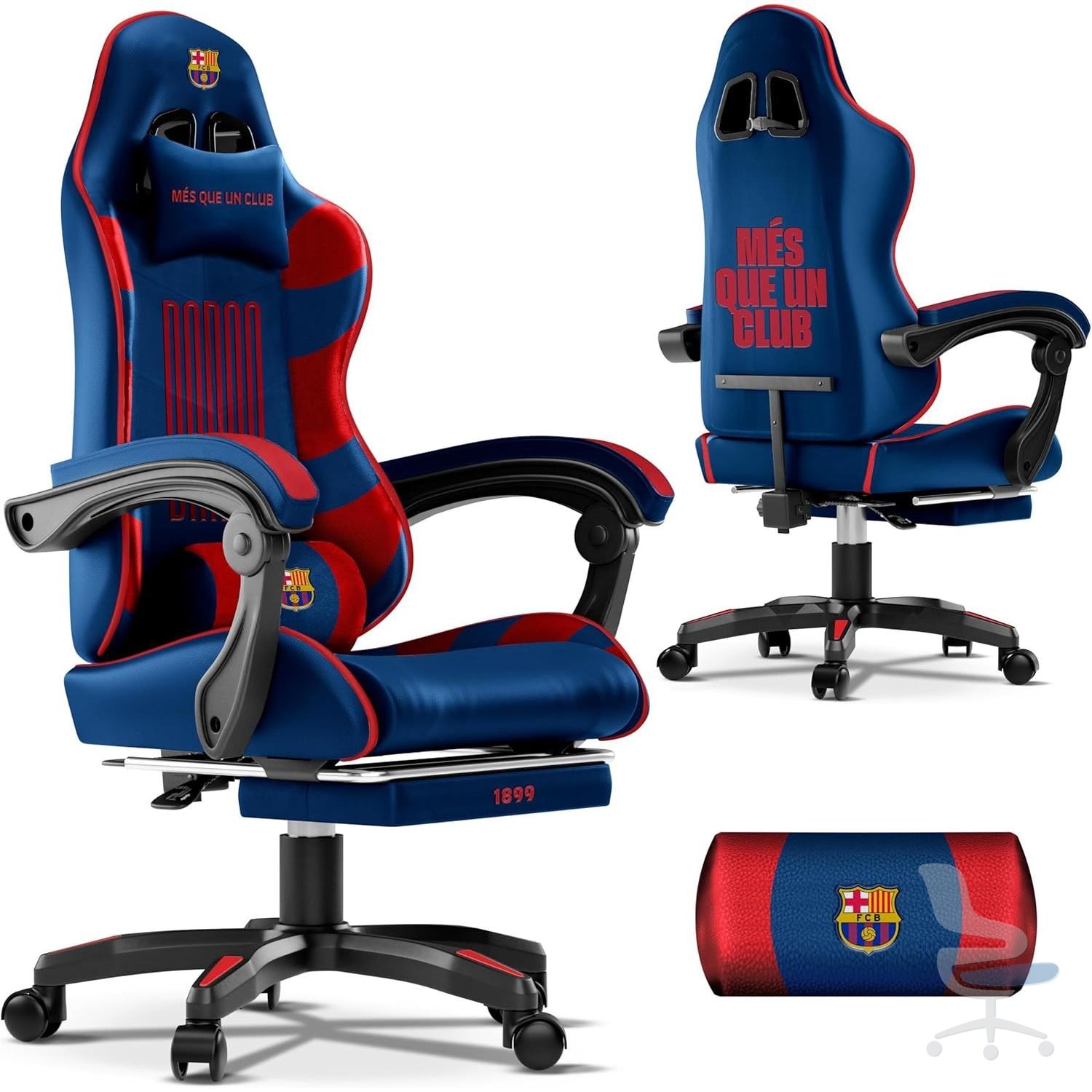 Silla gaming oficial FC Barcelona RELAXTY con masaje lumbar y reposapiés — 1