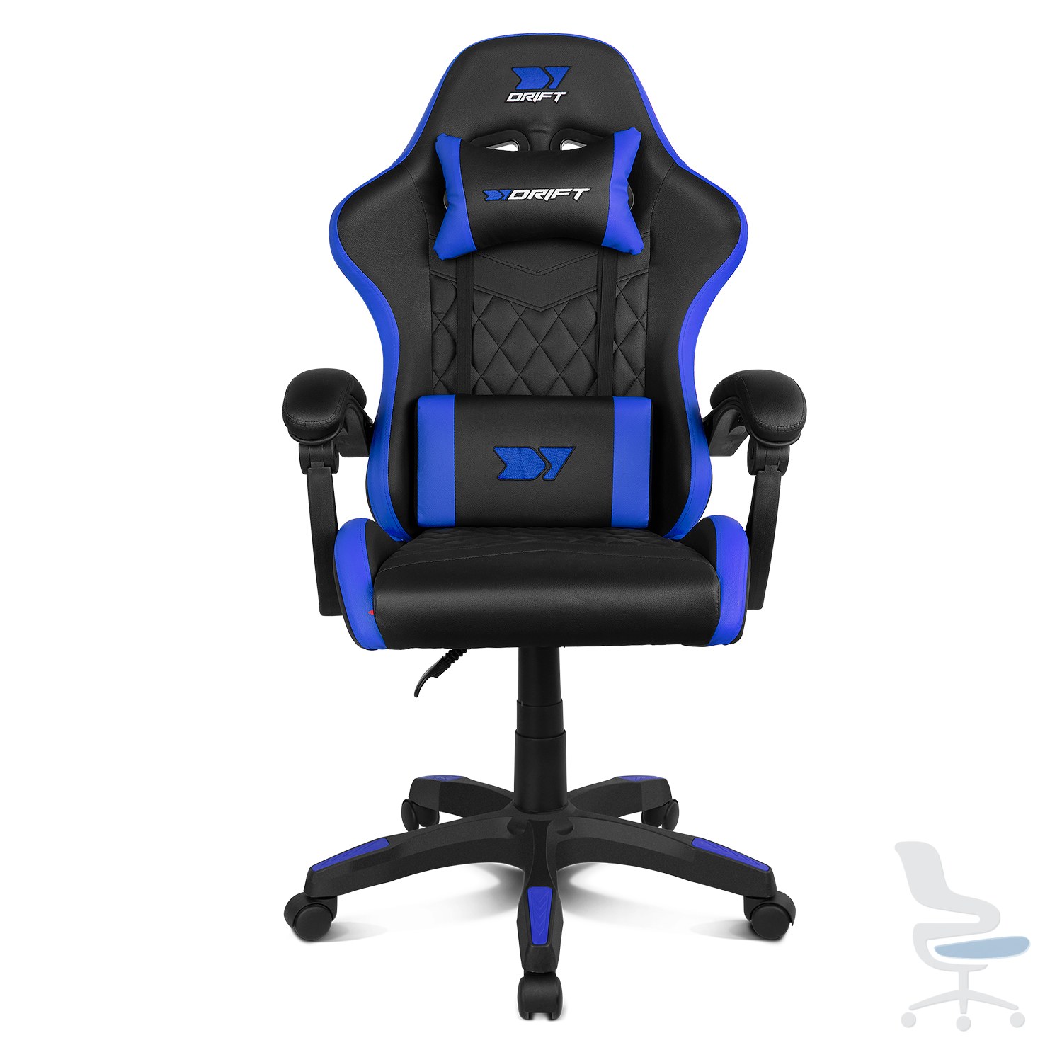 Silla gaming reclinable 135° con soporte lumbar y reposabrazos 2D ajustables, negra y azul — 1