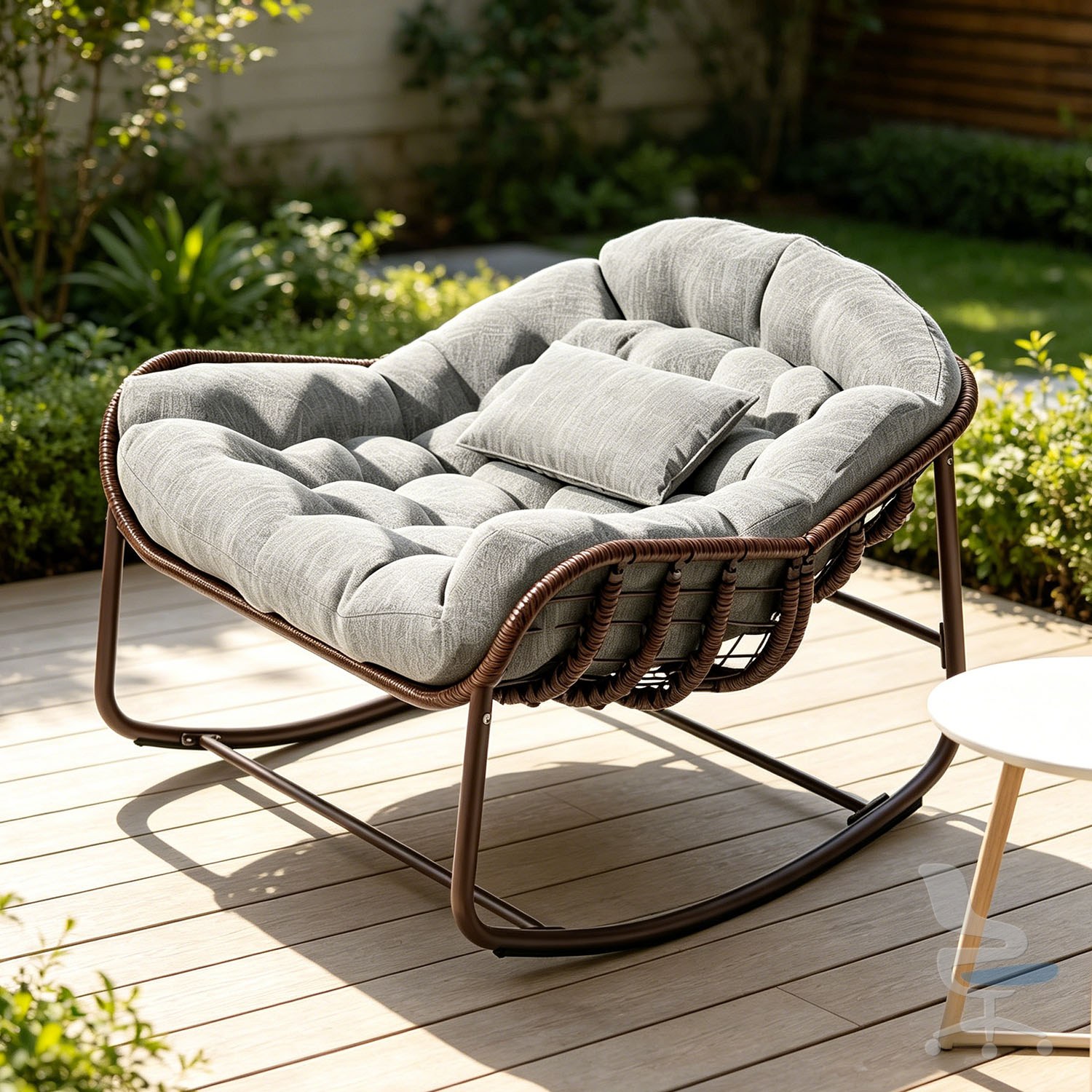 Silla mecedora Papasan HiMISS extragrande con cojín de 15 cm — 1