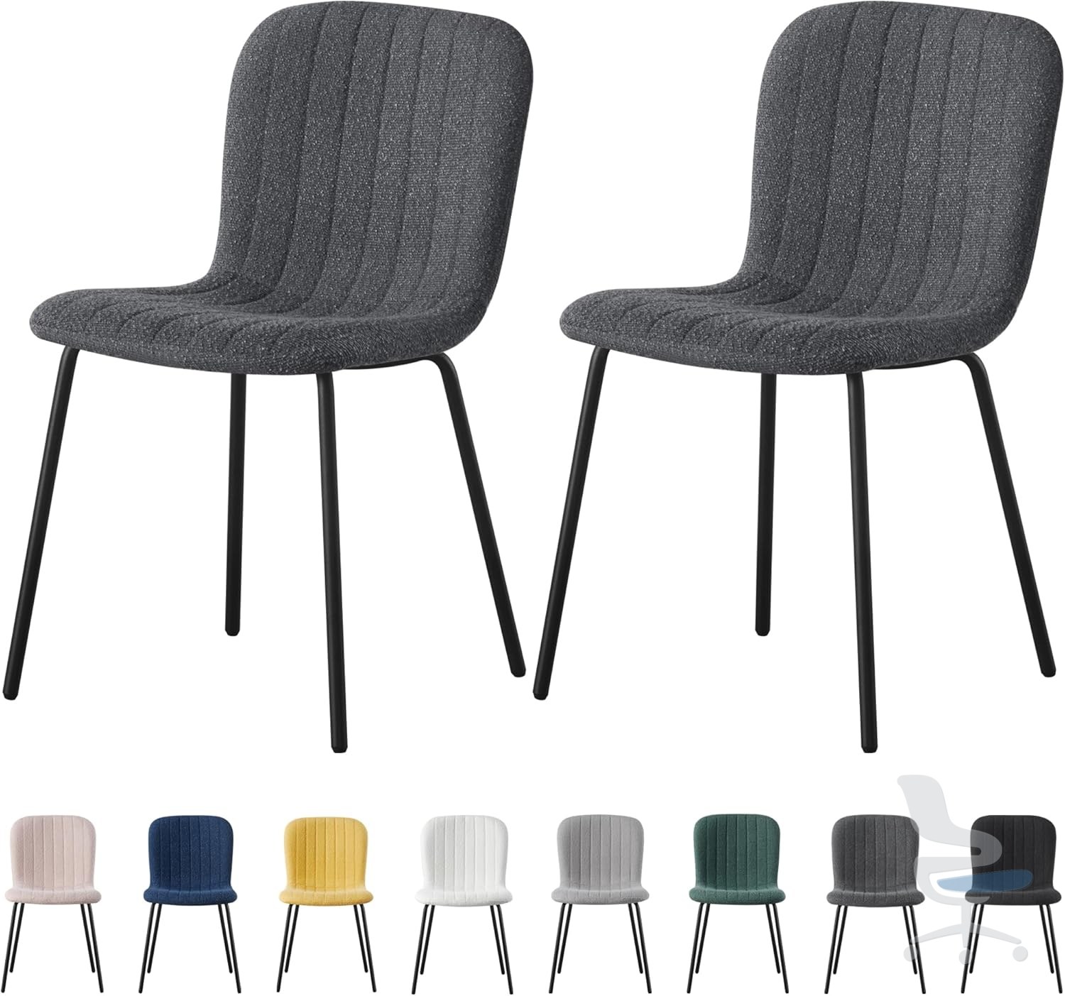 Sillas de comedor de tela suave con asientos tapizados y patas de metal — 1