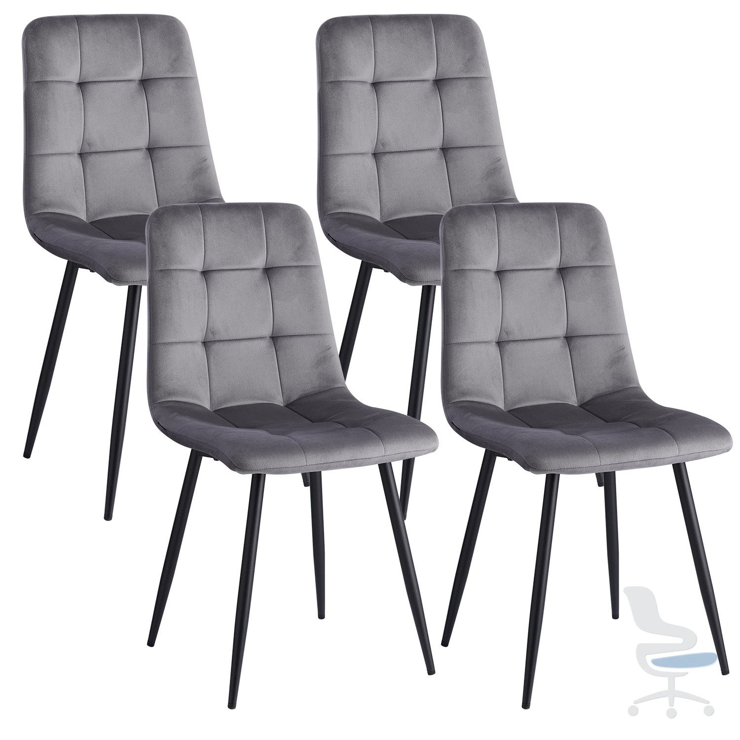 Sillas de comedor modernas con asiento de terciopelo y patas de hierro — 1