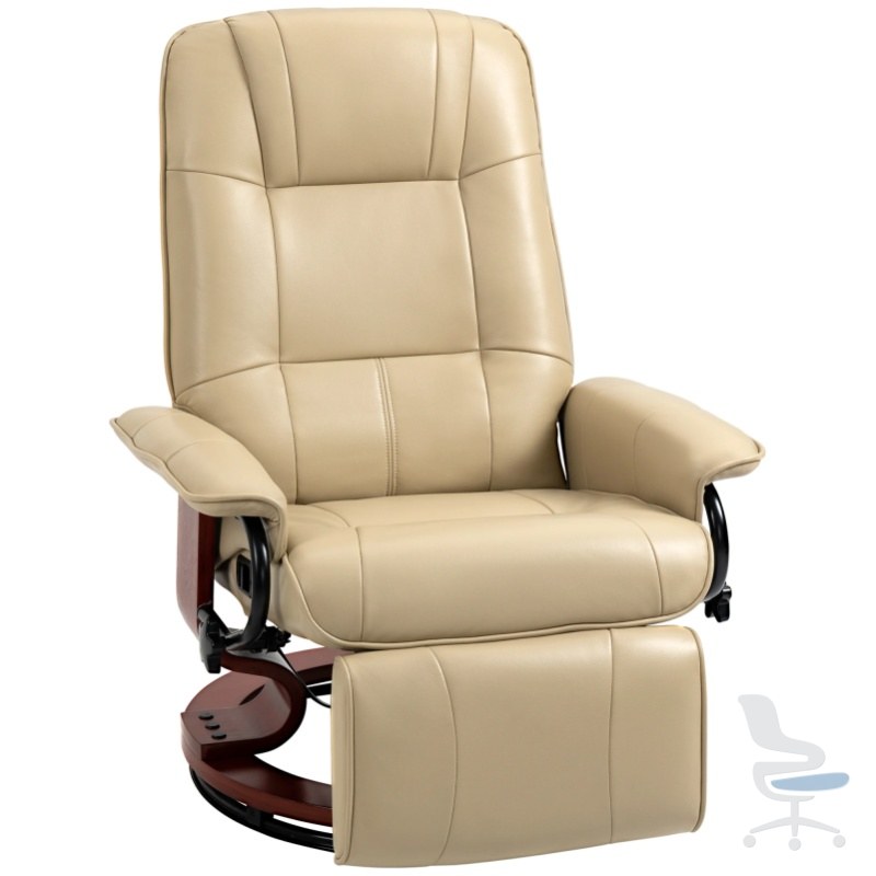 Sillón reclinable con reposapiés ajustable y base giratoria 360° — 1
