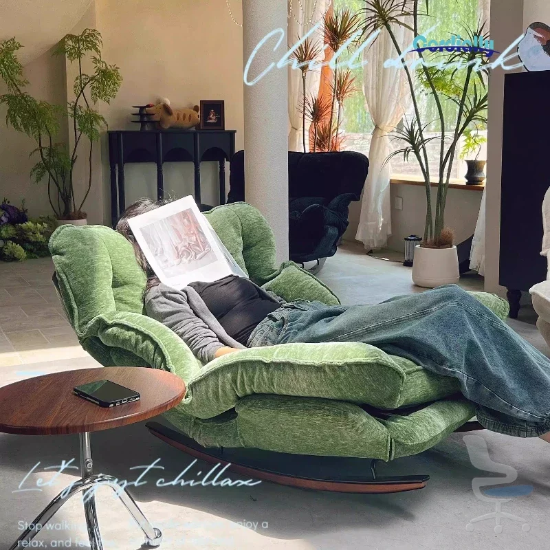Sillón reclinable de chenilla con respaldo ajustable y reposacabezas — 1