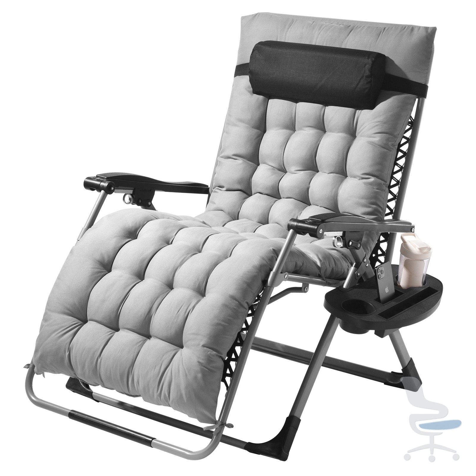 Sillón reclinable de gravedad cero con reposapiés y portavasos — 1