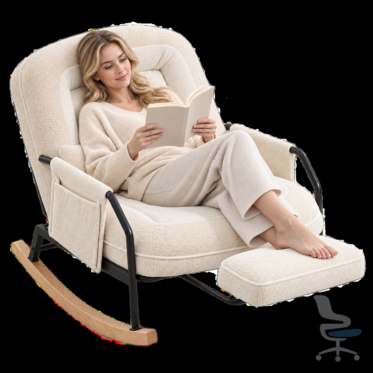 Sillón reclinable de piel sintética con reposapiés extraíble y cojín — 1