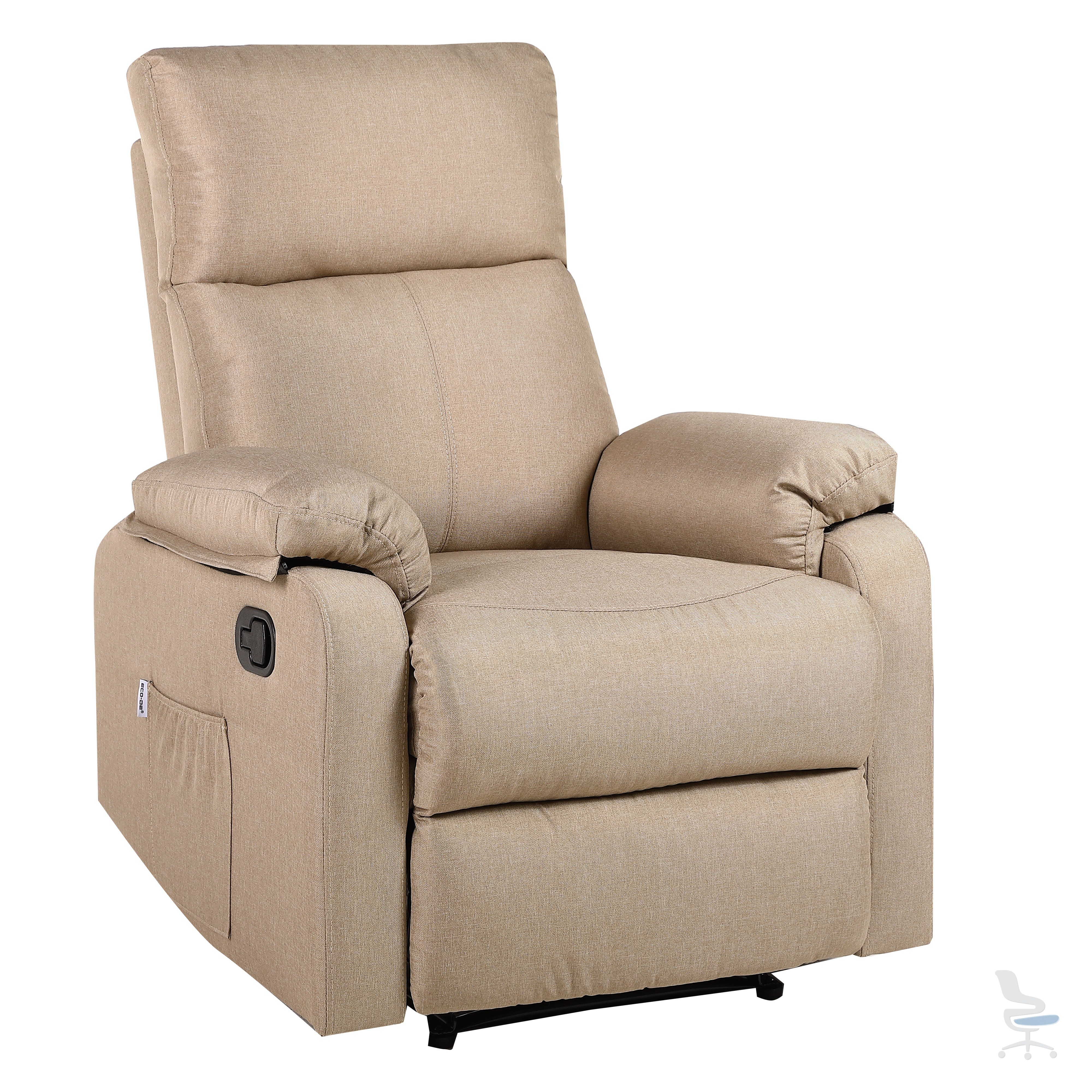 Sillón reclinable ECODE de tela con reposabrazos, calefacción y carga USB — 1