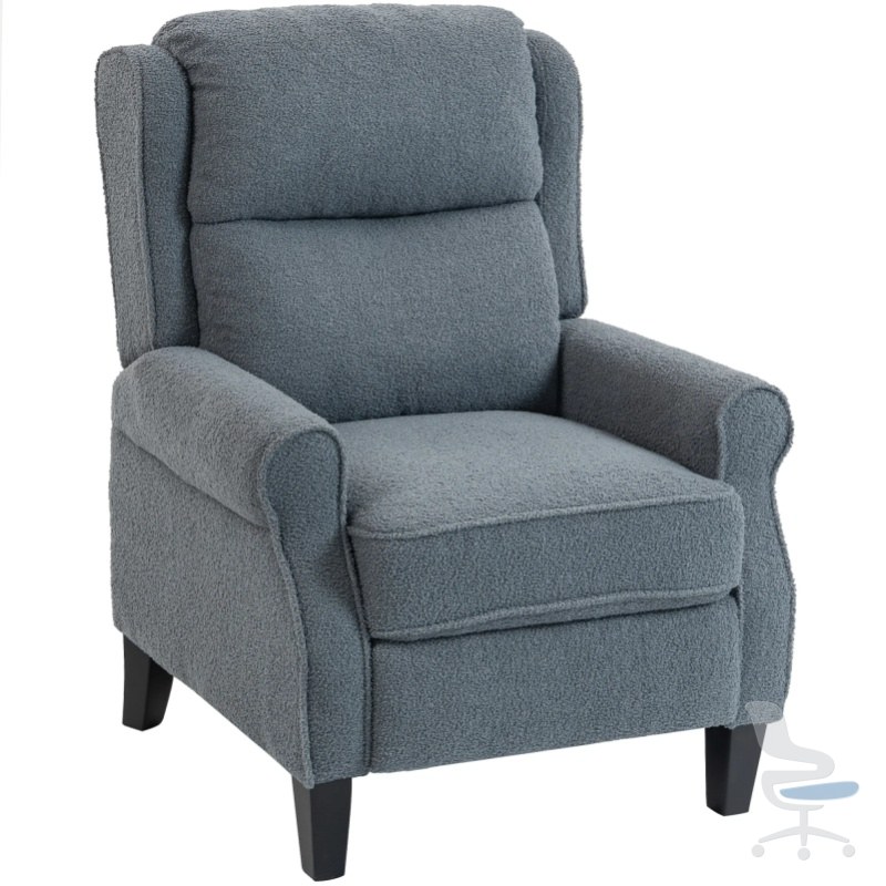 Sillón reclinable HOMCOM de lana Teddy con reposapiés extensible y asiento acolchado, gris — 1