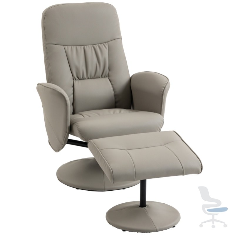 Sillón relax reclinable de cuero sintético con reposapiés y giro 360° — 1