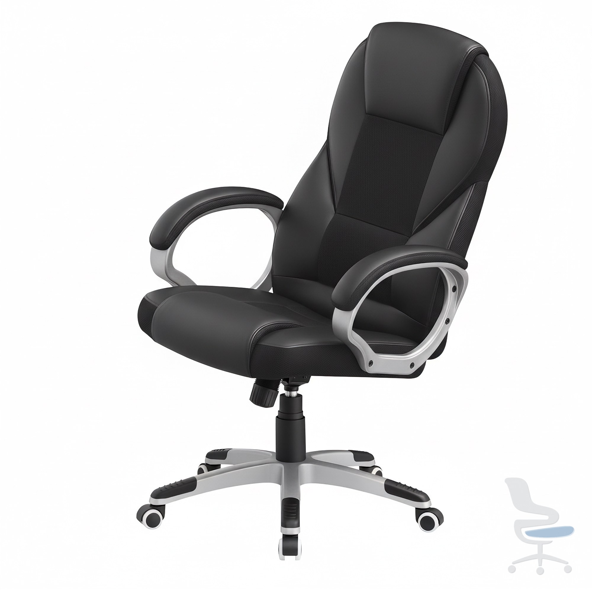 SONGMICS Silla de Oficina Ergonómica, Silla Giratoria con Ruedas, Silla de Escritorio, Altura Ajustable, Silla de Estudio, Negro Tinta — 1