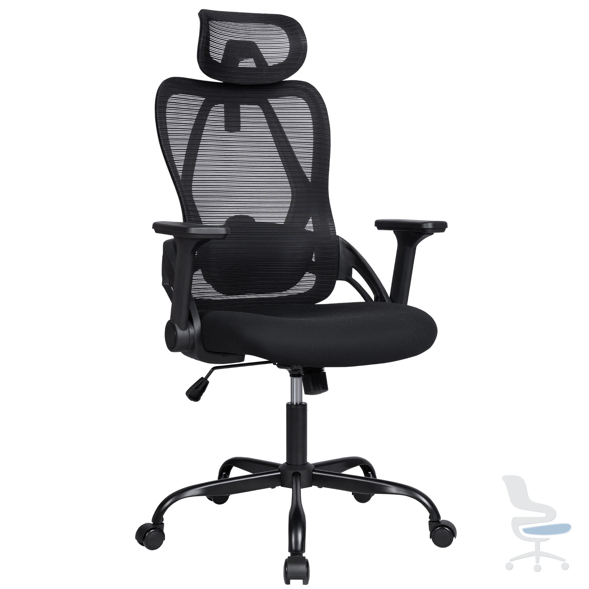 T-LoVendo Silla Ergonómica de Oficina con Respaldo Transpirable y Apoyo Lumbar | Reposacabezas Ajustable, Reposabrazos Regulables, Asiento Acolchado, Ruedas 360°, Ideal para Escritorio, Teletrabajo y Estudio — 1